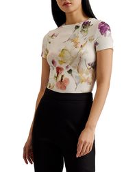 Ted Baker - Libbyly Floral Print Fitted T-shirt - Lyst