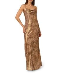 Adrianna Papell - Foiled Leopard Print Chiffon A-Line Dress - Lyst