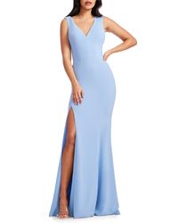 Dress the Population - Sandra Plunge Crepe Trumpet Gown - Lyst