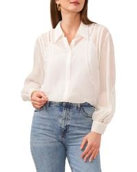 Vince Camuto - Sheer Openwork Detail Button-up Shirt - Lyst