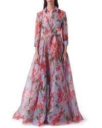Carolina Herrera - Floral Print Silk Chiffon Trench Gown - Lyst