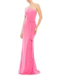 one shoulder jersey sheath gown mac duggal