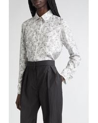 Max Mara - Rodesia Bow Print Silk Twill Button-Up Shirt - Lyst