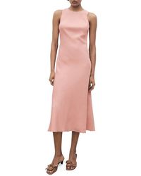 Mango - Sleeveless Linen Blend Midi Dress - Lyst