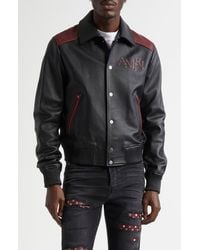 Amiri - Colorblock Staggered Logo Leather Jacket - Lyst