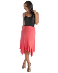 24seven Comfort Apparel - Knee Length Elastic Waist Handkerchief Skirt - Lyst