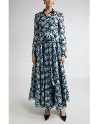 Carolina Herrera - Floral Print Long Sleeve Trench Dress - Lyst