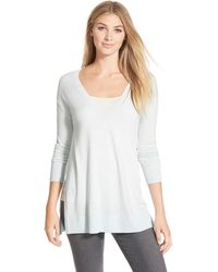Halogen® - Halogen Side Slit V-Neck Tunic Sweater - Lyst