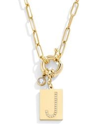 Mint & Lily - Pave Initial Pendant With Paperclip Chain Necklace - Lyst