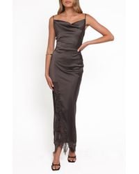 Petal & Pup - Jeneva Lace Trim Satin Maxi Dress - Lyst