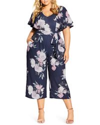 City Chic Garden Jumpsuit - Blue