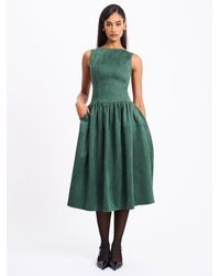 Miss Circle - Laila Suede Boat Neck Backless Midi Dress - Lyst