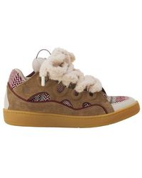 Lanvin - Curb Suede Sneakers With Mesh Laces - Lyst