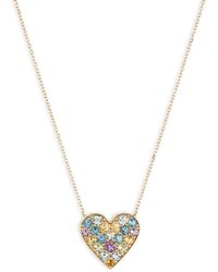 Bony Levy - 14k Gold Pavé Heart Pendant Necklace - Lyst