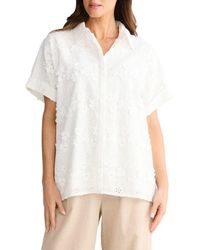 Brave+True - Felicity Floral Appliqué Cotton Blend Broderie Anglaise Button-Up Shirt - Lyst