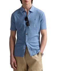 Polo Ralph Lauren - Textured Short Sleeve Cotton & Linen Button-Up Shirt - Lyst