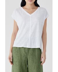 Eileen Fisher - Organic Linen V-neck T-shirt - Lyst