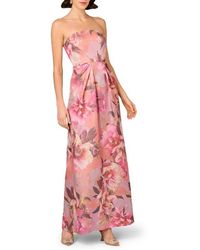 Aidan Mattox - Print Metallic Jacquard Strapless Gown - Lyst