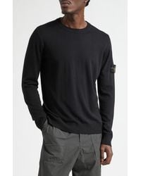 Stone Island - Compass Patch Virgin Wool Crewneck Sweater - Lyst