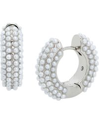 AllSaints - Imitation Pearl huggie Hoop Earrings - Lyst