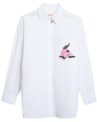 Marni - Floral Print Pocket Cotton Button-Up Shirt - Lyst