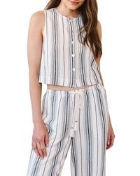 Bella Dahl - Stripe Sleeveless Half Placket Crop Pullover - Lyst