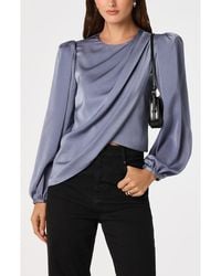 Astr - Beatrice Satin Drape Top - Lyst