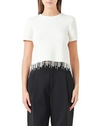 Endless Rose - Imitation Pearl Hem Short Sleeve Sweater - Lyst