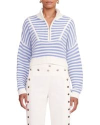 STAUD - Hampton Half Zip Crop Sweater - Lyst