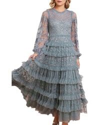Needle & Thread - Blossom Long Sleeve Lace Ankle Gown - Lyst