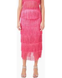 Endless Rose - Fringe Tiered Maxi Skirt - Lyst