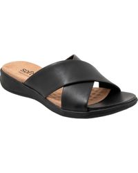 Softwalk - 'Tillman' Leather Cross Strap Slide Sandal - Lyst