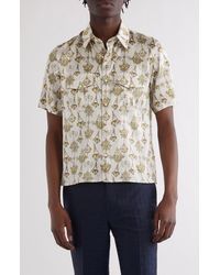Givenchy - Military Slim Fit Short Sleeve Stretch Silk Button-Up Shirt - Lyst