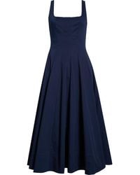 wells stretch cotton poplin midi fit & flare dress STAUD Wells Dress | Black | Size 4
