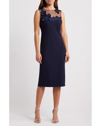 Vince Camuto - Floral Embroidery Signature Stretch Crepe Sheath Dress - Lyst
