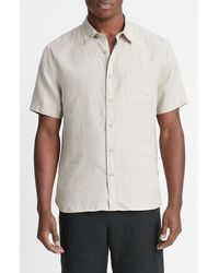 Vince - Classic Fit Short Sleeve Linen Shirt - Lyst