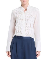 Twp - Patti Ruffle Front Cotton & Silk Button-Up Shirt - Lyst