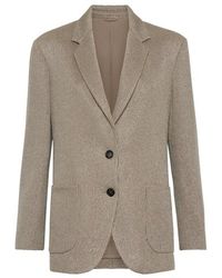 Brunello Cucinelli - Knit Blazer With Monili - Lyst