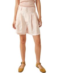 Free People - Calla Pleated Linen Blend Trouser Shorts - Lyst