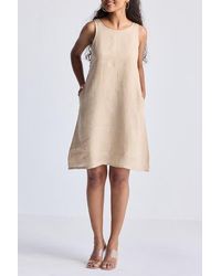 REISTOR - Hemp Short Dress With Back Embroidery - Lyst