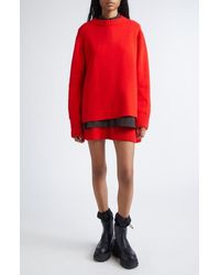 Sacai - Mixed Media Long Sleeve Wool Suiting & Knit Sweater Dress - Lyst