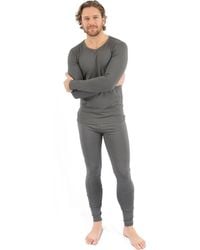 Leveret - Two-Piece Thermal Long Sleeve Solid Pajamas - Lyst