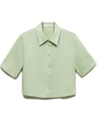 Mango - Short Sleeve Linen Button-up Shirt - Lyst