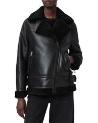 AllSaints - Sola Oversize Genuine Shearling Biker Jacket - Lyst