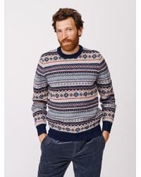 aubi - Fair Isle Crew Neck Wool Sweater - Lyst