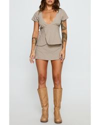 Princess Polly - Emmilou Check Cotton Wrap Top & Micro Miniskort Set - Lyst