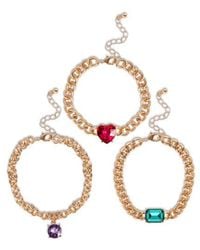 Jessica Simpson - Gemstone Charm Chain Bracelet, 3-Piece - Lyst