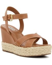 Dune - Kind Cross-strap Leather Wedge Sandals - Lyst
