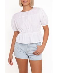 Petal & Pup - Solstice Cotton & Linen Blend Peplum Top - Lyst
