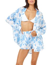 L*Space - Rio Linen Cover-up Drawstring Shorts - Lyst